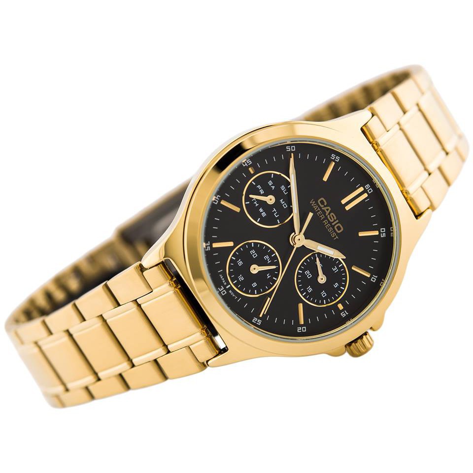 Đồng Hồ Nữ Casio LTP-V300G-1AUDF Dây Kim Loại Mạ Vàng - Mặt Màu Đen Cá Tính