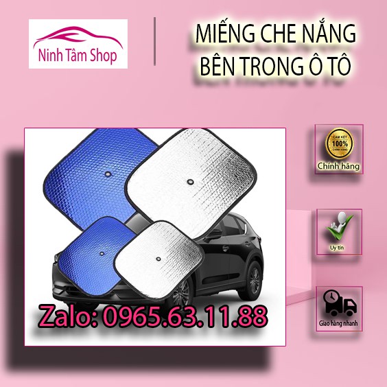 Bộ 2 tấm che nắng ô tô, tấm chắn nắng ô tô phản quang phủ nhôm bạc cách nhiệt 45cmx36cm