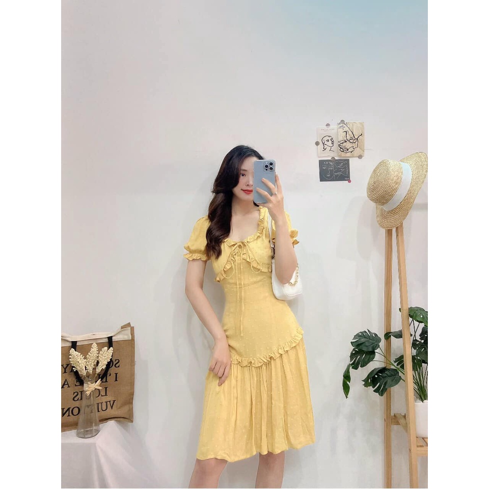 ĐẦM KATE THÊU HỘT NỔI PHỐI BÈO CỰC SANG CHẢNH-Hình shop chụp