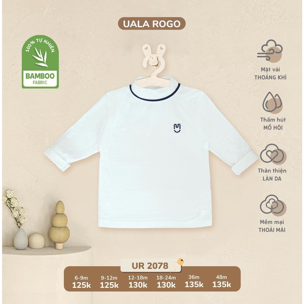Áo Uala Rogo giữ nhiệt Bamboo cao cấp mềm mịn thấm hút tốt dài tay cổ 3 phân in ngôi sao cho bé trai bé gái 2010 2078