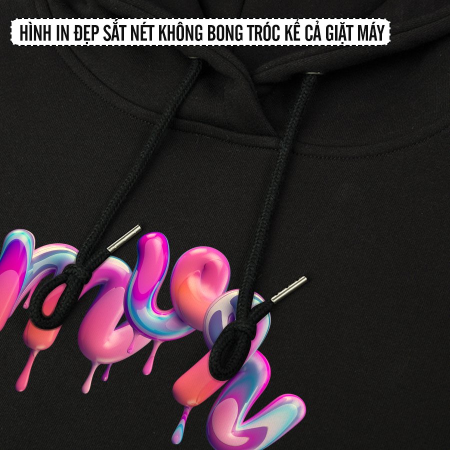 Áo Hoodie MVR Unisex Nam Nữ Cotton Oversize Form Rộng Kẹo Kéo Màu Sắc Đen LITH13082001