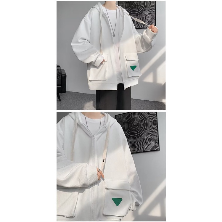 【Bốn màu】Áo Khoác Hoodie Nam Có Khoá Kéo Thời Trang Simple áo Hoodie Form RộNg Vintage Áo Hoodie Nam