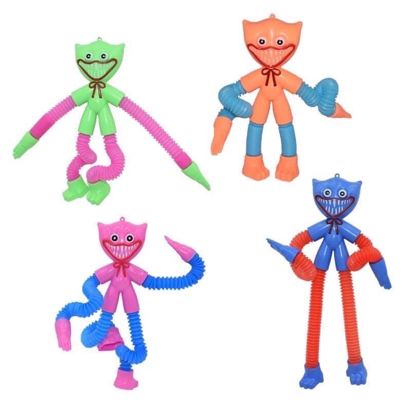Huggy Wuggy phát sáng size 20cm, móc khóa Huggy Wuggy nhựa co dãn siêu cute 2in 1