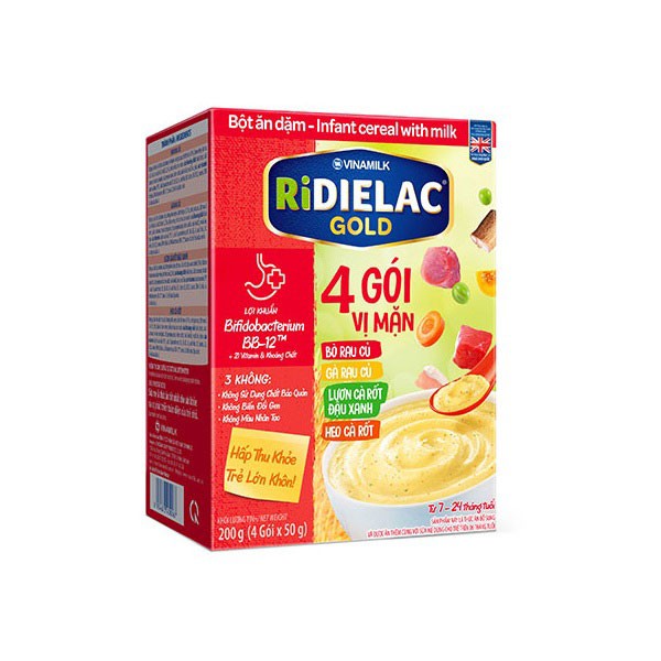 Bột Ăn Dặm Ridielac Gold 4 Gói 3 Vị Mặn, 200g