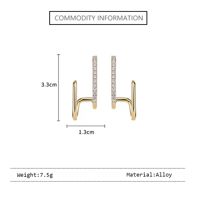 Khuyên Tai Hai Lớp Đính Kim Cương Thời Trang Hàn Quốc Chất Lượng Cao
