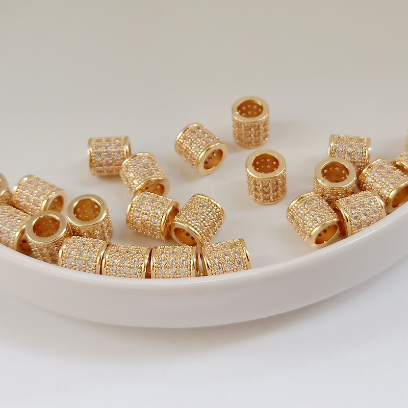 Bộ Hạt Đồng 14k Màu Vàng 14k Làm Vòng Tay/Dây Chuyền Kích Thước 8 * 8mm