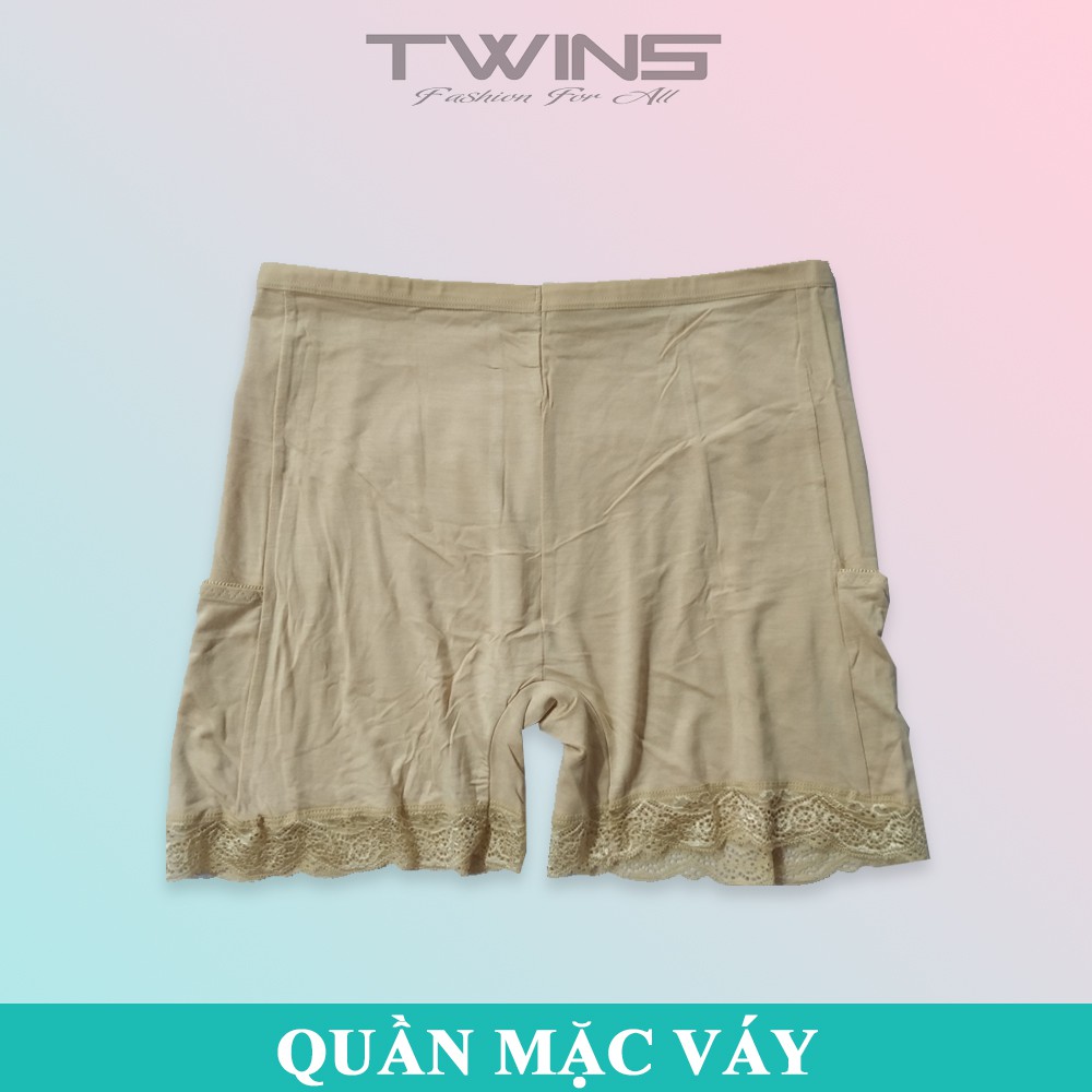 Quần lót mặc trong váy nữ 2 túi chống cuộn chất cotton phối chân ren mềm mịn thoáng mát thấm hút mồ hôi size 50kg-60kg