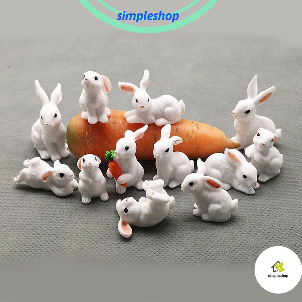 Đồ trang trí Chú Thỏ Mini Bằng Nhựa Resin Dễ Thương Dùng Trang Trí Tiểu Cảnh / Nhà Búp Bê