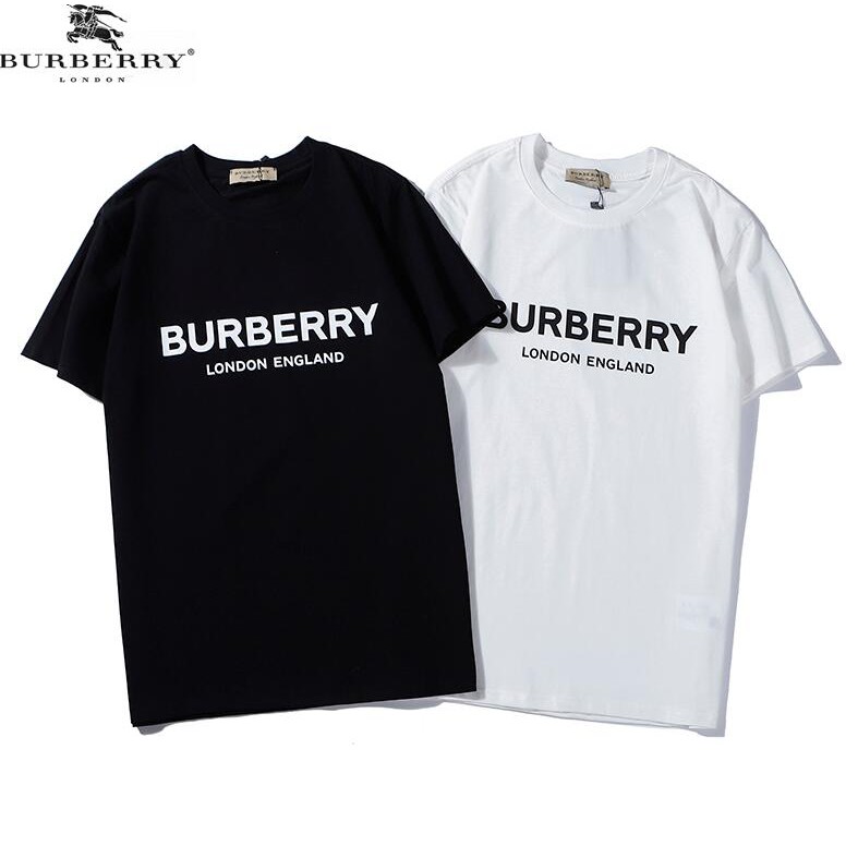 Áo thun cotton tay ngắn in chữ Burberry thời trang cho nam và nữ