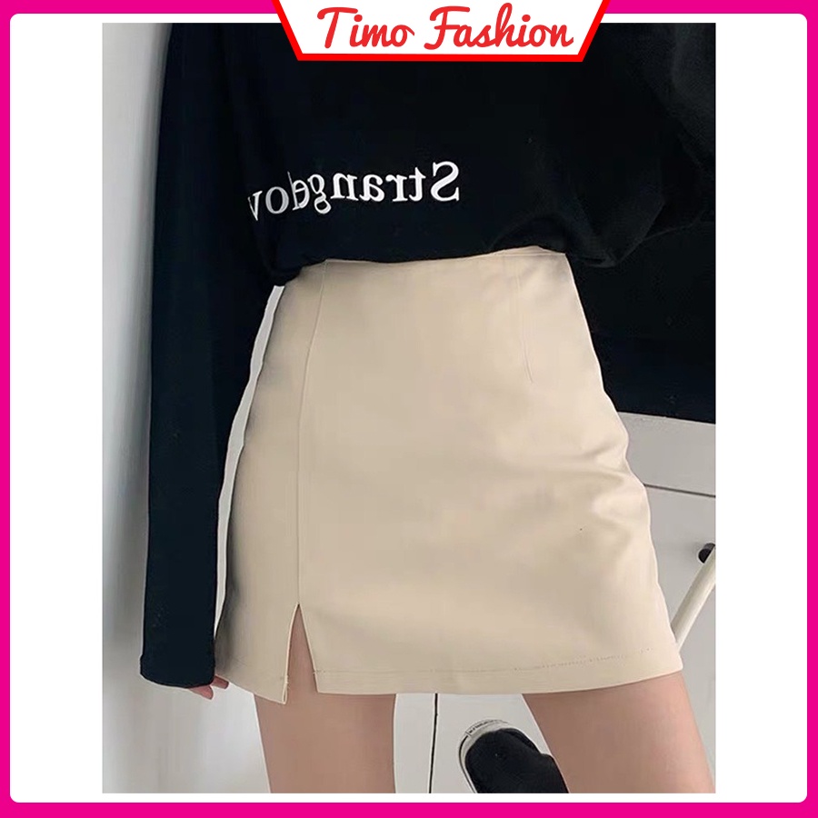 Chân váy chữ A ngắn xẻ tà, kèm quần bảo hộ phong cách công sở lưng cao trẻ trung, kiểu dáng basic dễ phối đồ VAY015