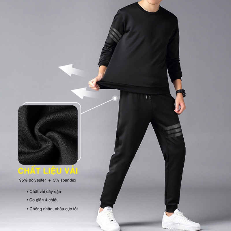 Bộ Quần áo nam thun thể thao 3 vạch UNIFUN mã "KC-K" đẹp jogger hot trend phong cách hàn quốc chất vải mềm mạ