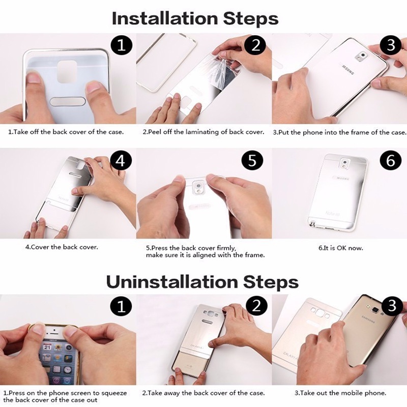 Ốp Điện Thoại Tráng Gương Viền Hợp Kim Cho samsung galaxy j5 j7 prime / j7 2016 samsung galaxy a3 a5 2017