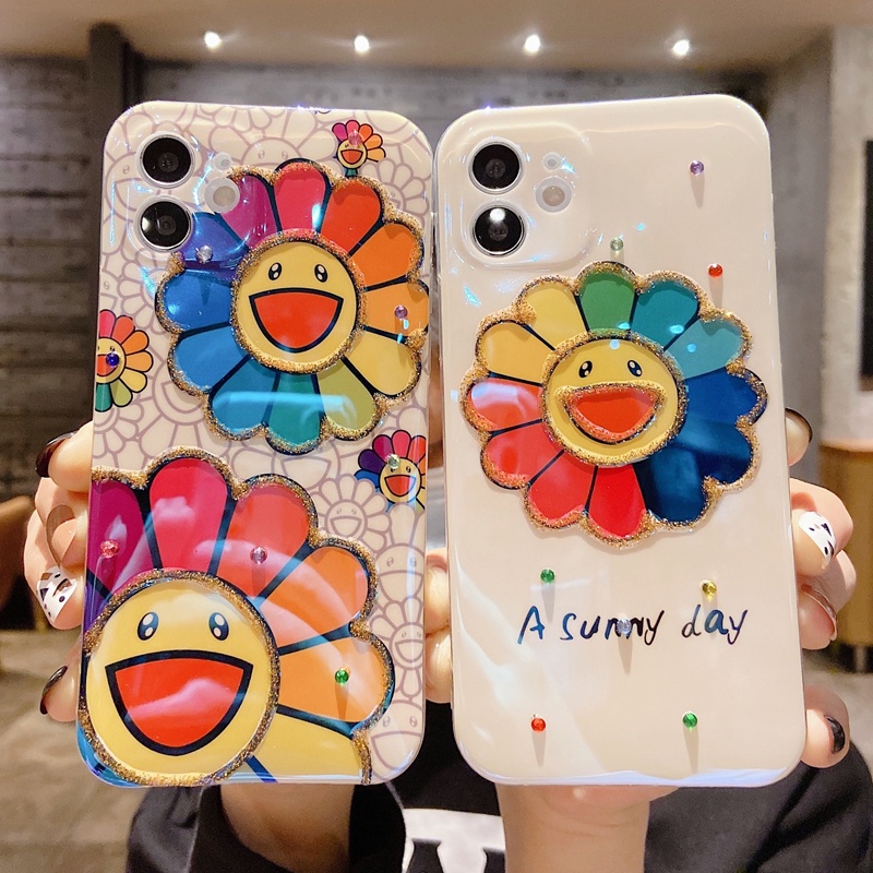 Ốp Điện Thoại Mềm Họa Tiết Hoa Hướng Dương Vân Kim Cương Cho iphone 15 pro max 14 pro max 13 / 12 pro max ip11 x xr 7 / 8 plus
