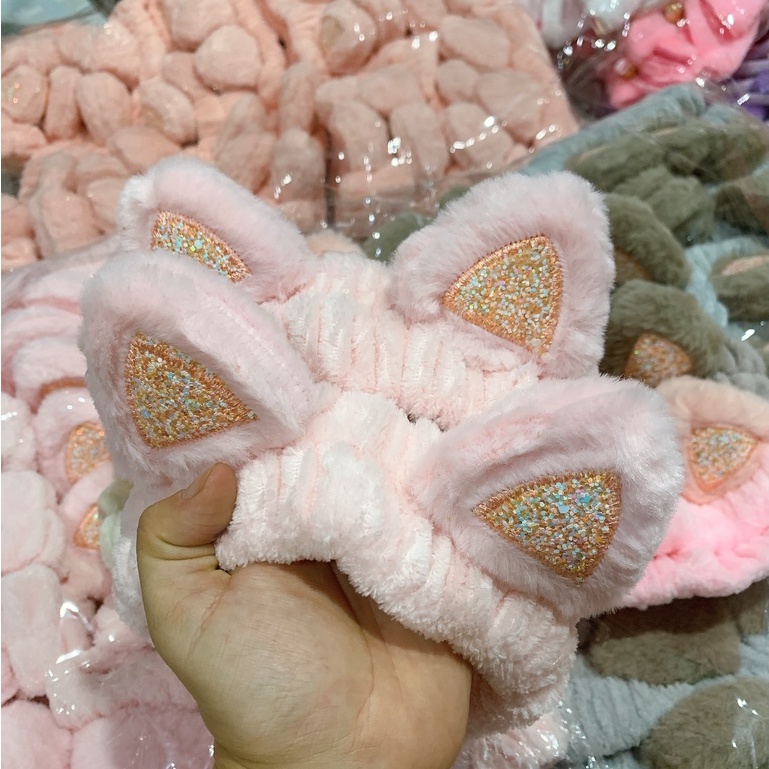 N61 Băng đô bờm tóc tai thú KIM TUYẾN lông xù mịn