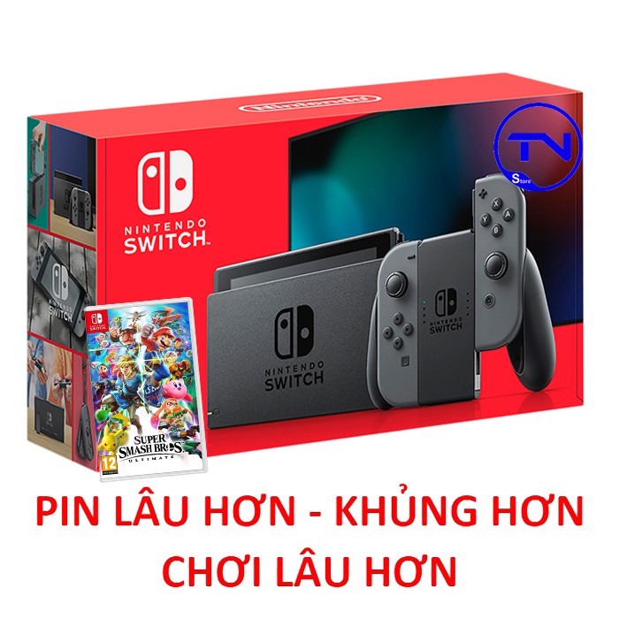 [Mã ELHAMS5 giảm 6% đơn 300K] Máy Nintendo Switch TẶNG Super Smash Bros + Tặng miếng dán cường lực [Pin Lâu Hơn]