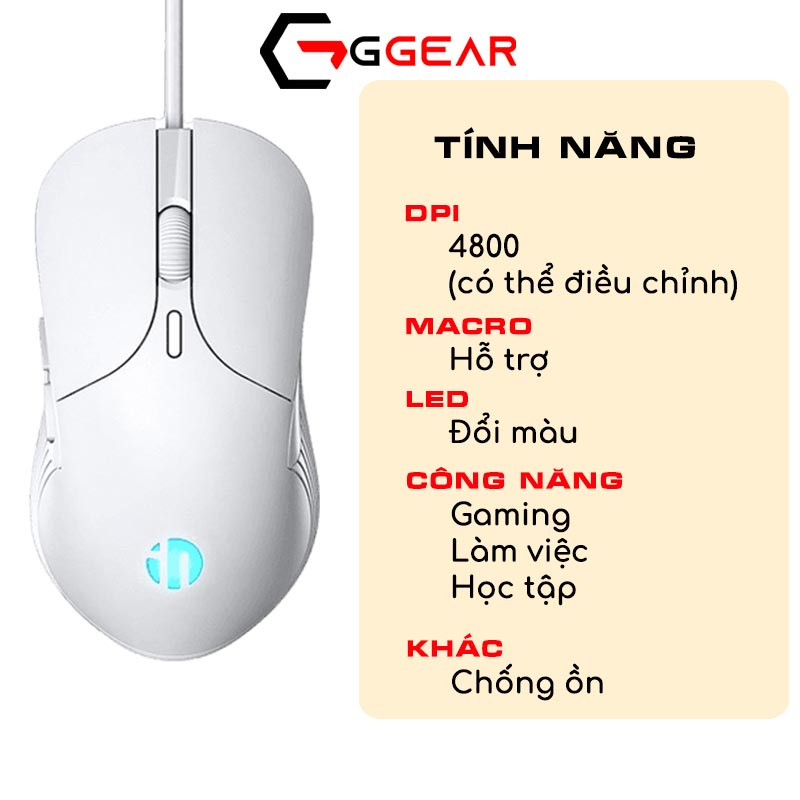 Chuột gaming máy tính có dây Inphic PB1P PW1 P1W PB1 PM6 Pro 4800 dpi silent chống ồn LED dành cho game thủ văn phòng