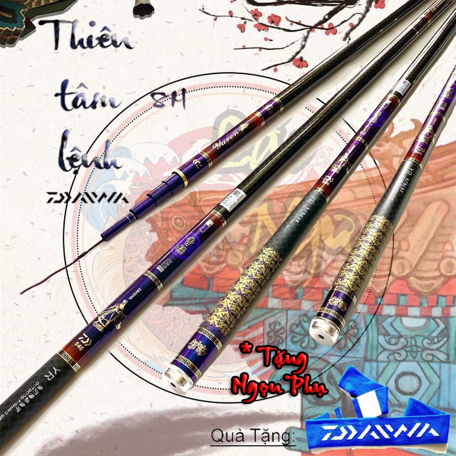 {Tặng túi đựng cần} Cần câu tay Thiên Tâm Lệnh Daiwa 8H có QRcode để kiểm tra Chất liệu Cacbon thế hệ mới Dòng Cao Cấp