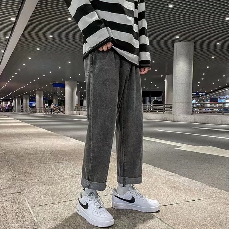 Quần Jean Dài Dáng Rộng Thoải Mái Phong Cách Hip Hop Đường Phố Cho Nam Cỡ S-3XL