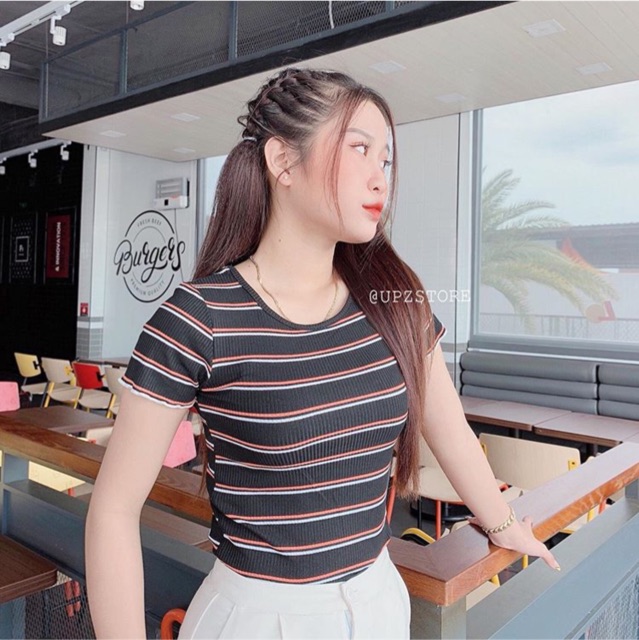 Áo thun gân croptop