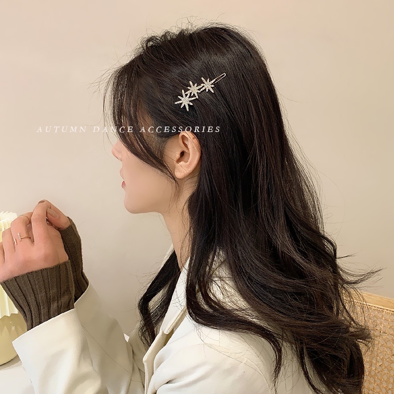 Kẹp Tóc Hình Hoa Tuyết Đính Đá Phong Cách Hàn Quốc