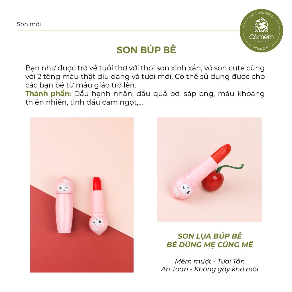 Son Búp Bê Son Cho Bé - Son Thiên Nhiên An Toàn Không Chì Cỏ Mềm