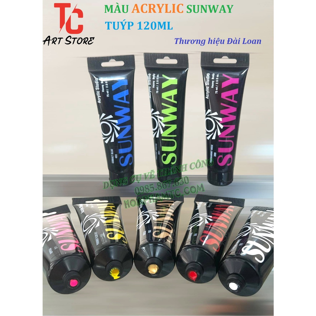 Màu Acrylic Tuýp 120ml SUNWAY (Thương hiệu ĐÀI LOAN)