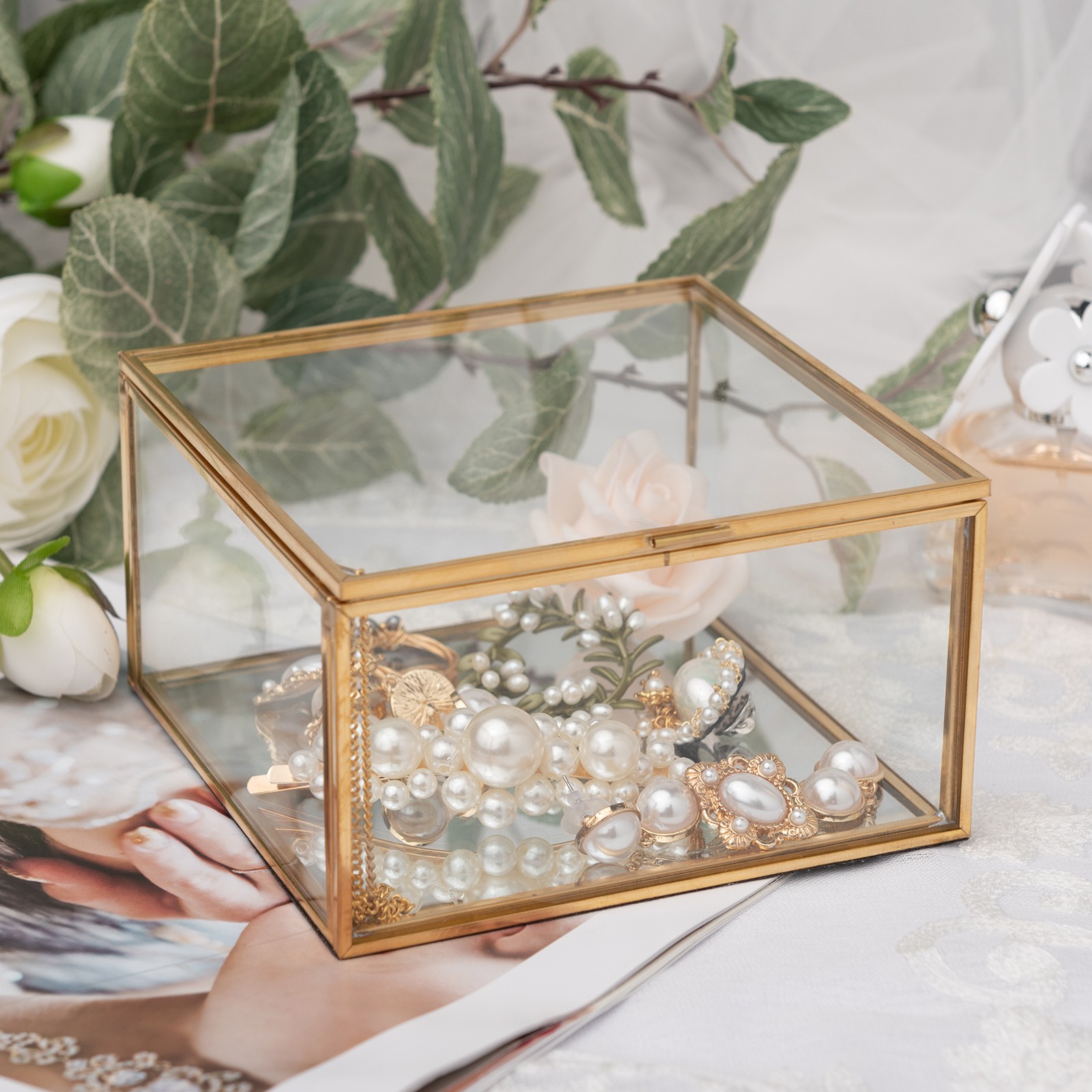 (Hàng Mới Về) Hộp Đựng Đồ Trang Điểm Bằng Thủy Tinh Trong Suốt Tiện Dụng Mã 61
