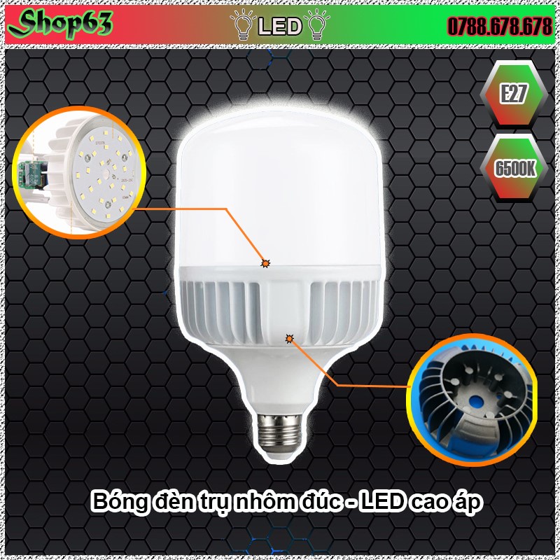 Combo bóng đèn LED trụ tròn nhôm đúc 50W và bộ đuôi đèn E27 có công tắc dây 5 mét