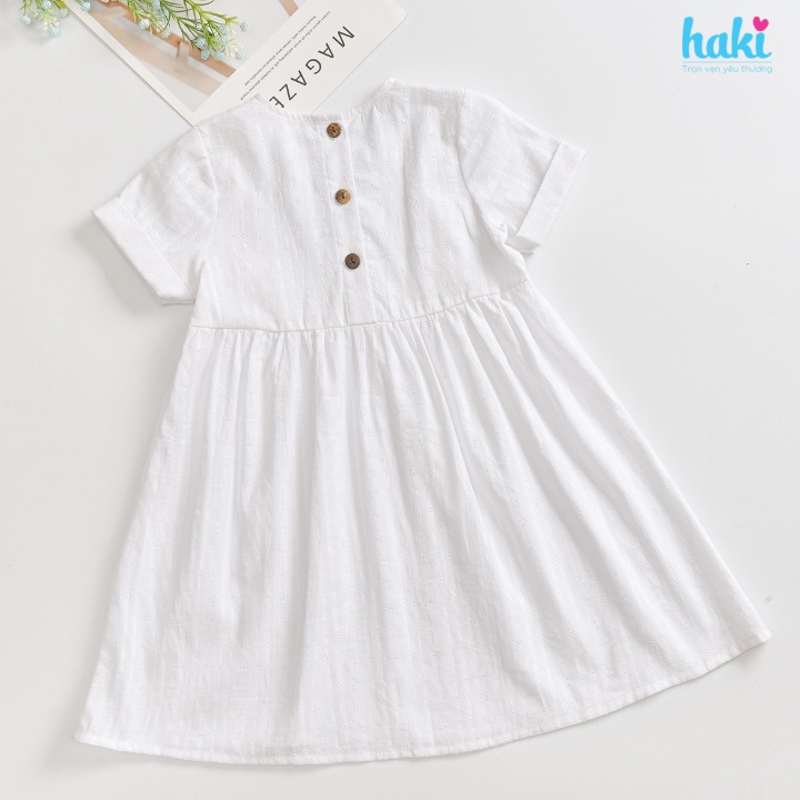Váy bé gái cộc tay bèo ngực chất liệu 100% cotton cao cấp mềm, thoáng Haki HK524