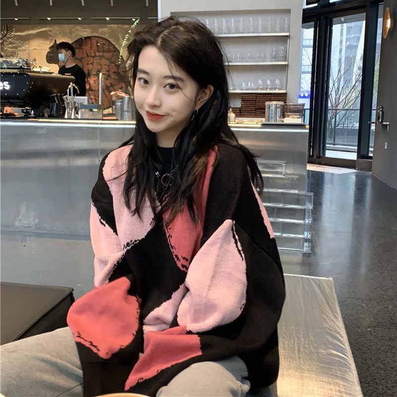 Áo Sweater Tay Dài Dáng Rộng Phong Cách Hàn Quốc Cho Nữ