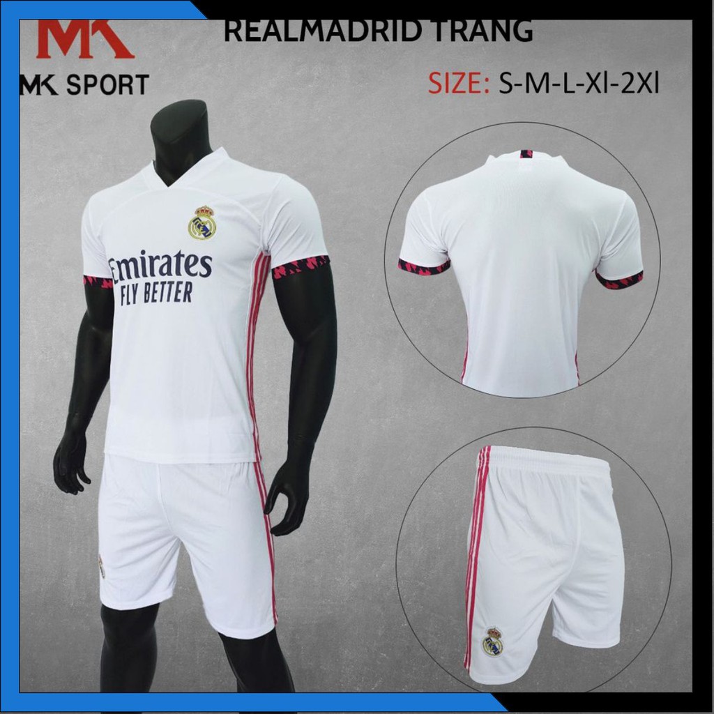 Áo Đấu CLB Real Madrid cao cấp chính hãng MK SPORT, Áo đá bóng Real Trắng