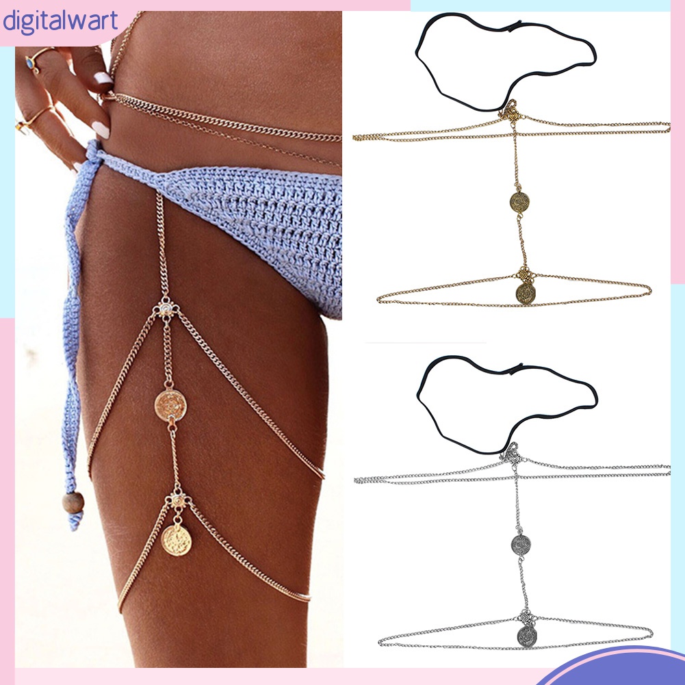 {digitalwart} Dây Đeo Đùi Nhiều Lớp Tua Rua Đồng Xu Cổ Điển Quyến Rũ Cho Nữ