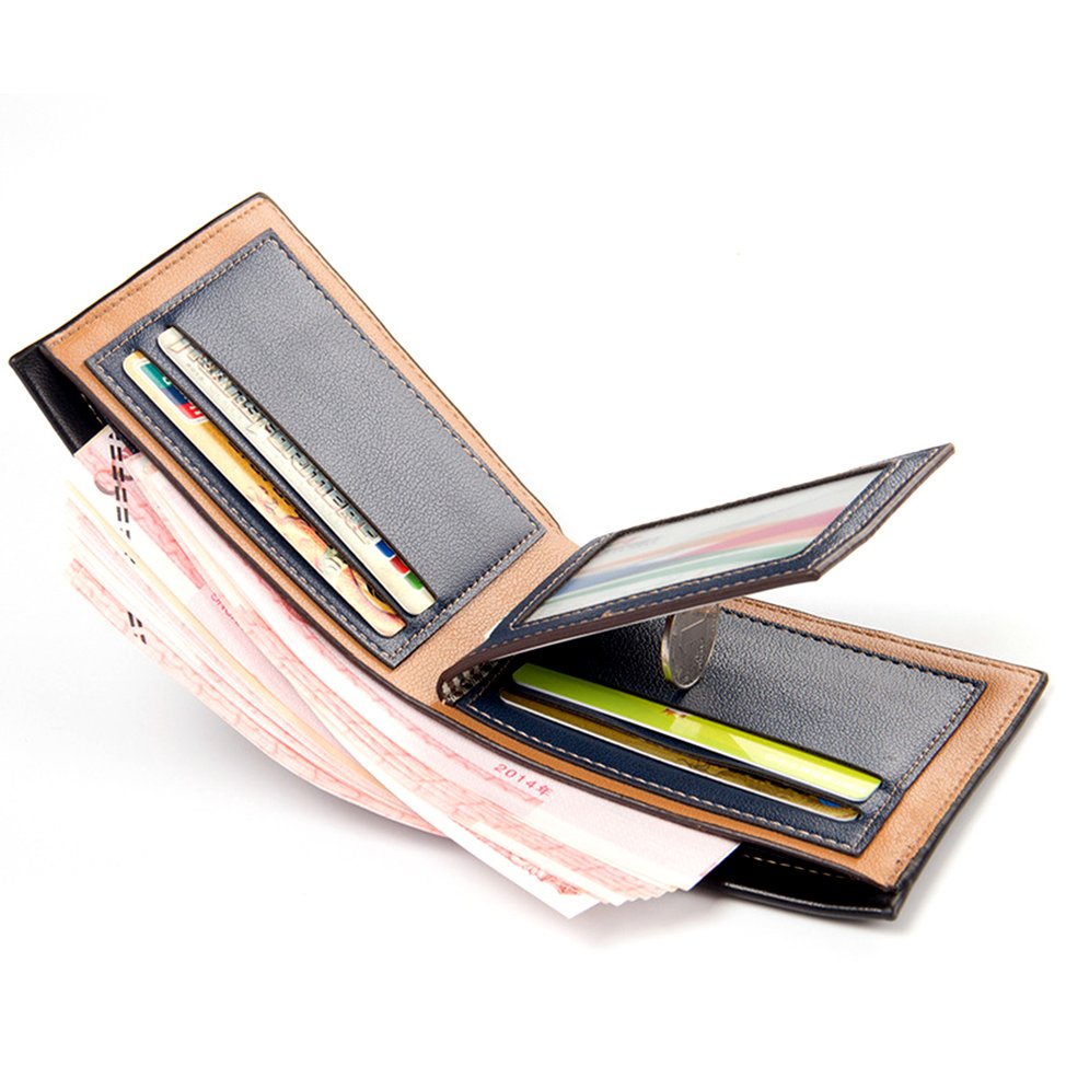 Fashion Casual Stripe Pattern Open Horizontal PU Leather Wallet for Men