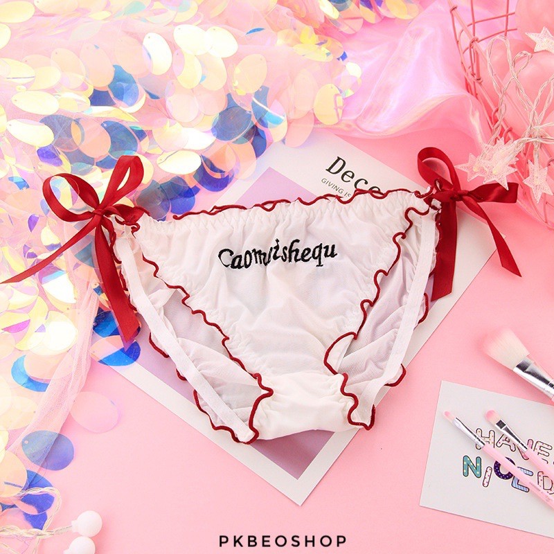Quần lót sexy nữ buộc dây in chữ , quần chip cotton thấm hút mồ hôi