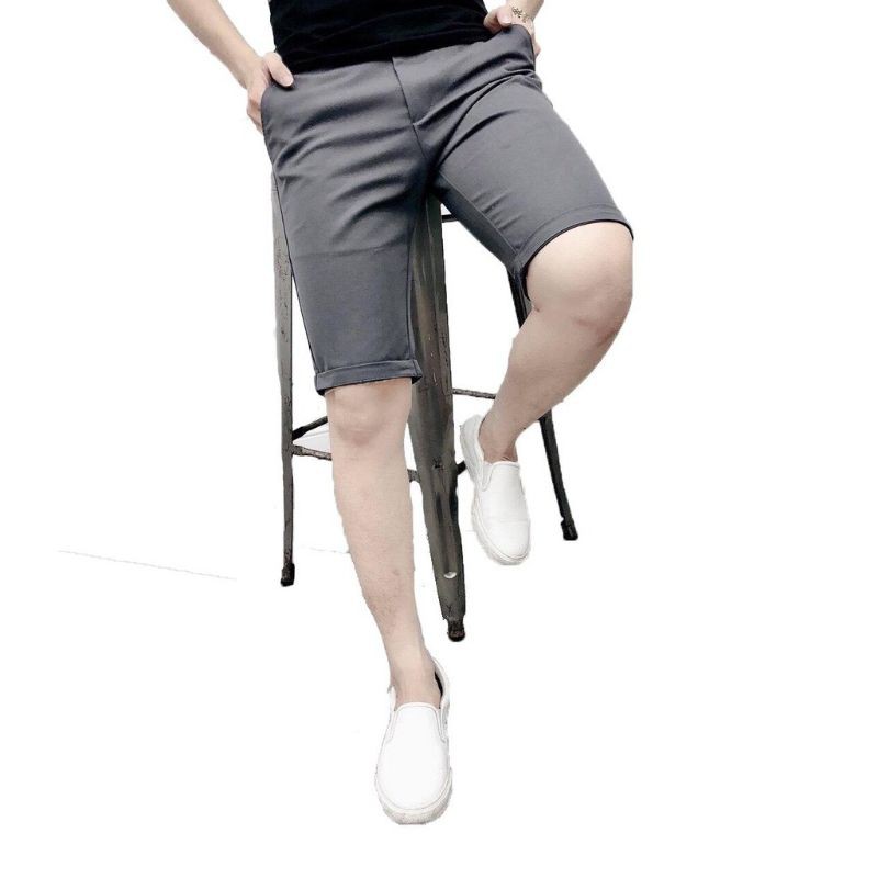 Quần short tây âu nam xám, vải âu form đứng, dày dặn | BigBuy360 - bigbuy360.vn
