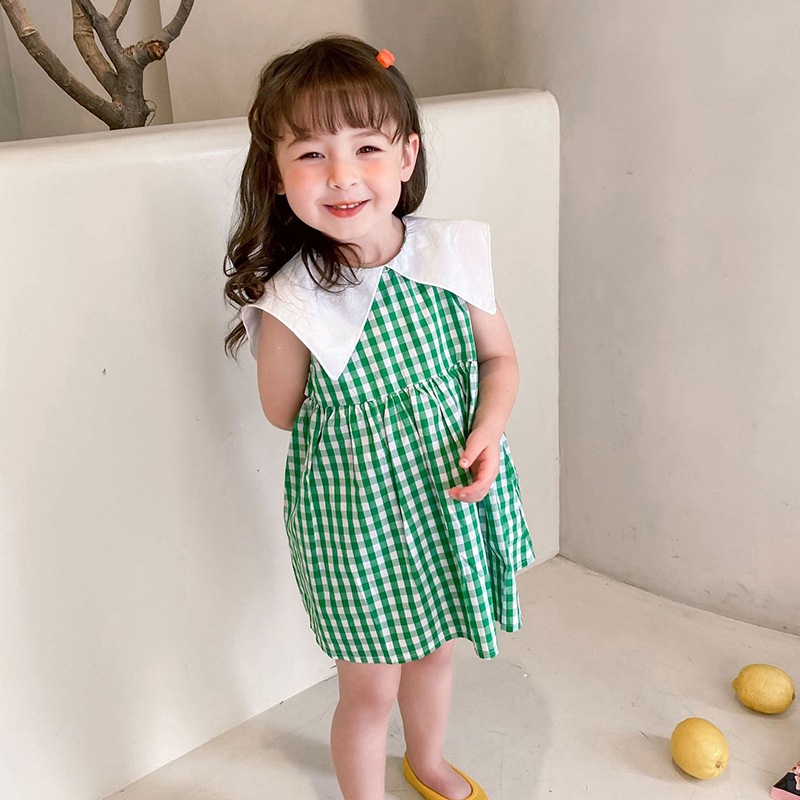 Đầm Công Chúa Cổ Thủy Thủ Không Tay Họa Tiết Kẻ Sọc Thời Trang Mùa Hè Se7En Dành Cho Bé Gái