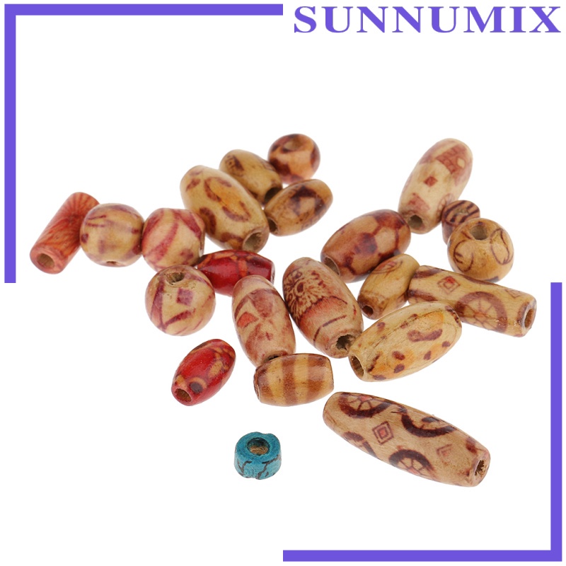 Bộ 100 Hạt Gỗ Xỏ Lỗ Nhiều Họa Tiết
