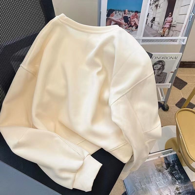 Áo nỉ mỏng cổ tròn tay dài in họa tiết thời trang cho nữ 60095