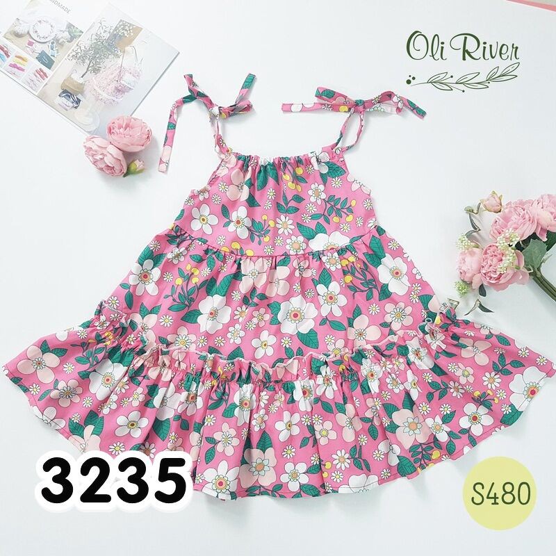 Đầm Bé Gái Oliriver Hai Dây Cho Bé Từ 11-33KG