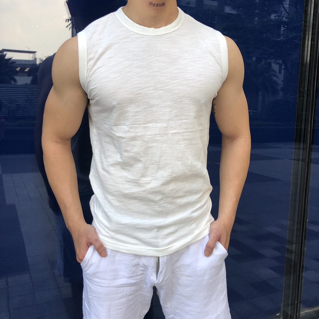 Áo Sát Nách Nam TankTop Chất Cotton 100% , Mặc Gym, Ở Nhà, Du Lịch Thỏa Mái Thoáng Mát