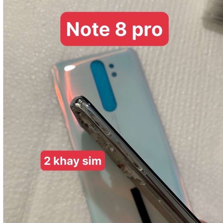 bộ vỏ redmi note 8 pro - loại 2 khay sim gồm kính lưng,xương,phím