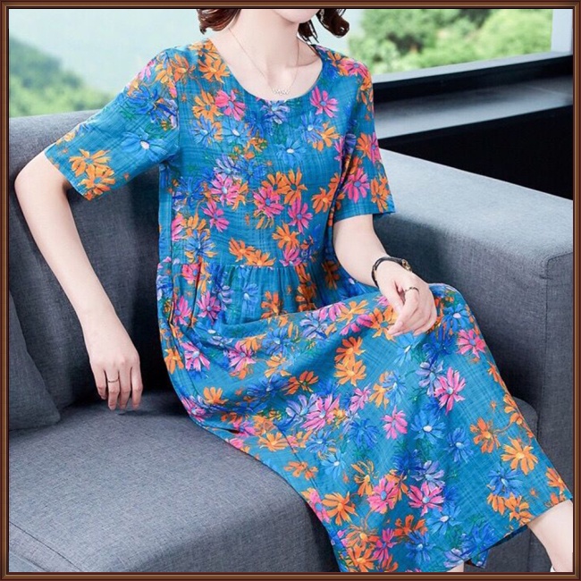 Đầm Dài Eo Cao In Hoa Thời Trang Mùa Hè Dành Cho Nữ