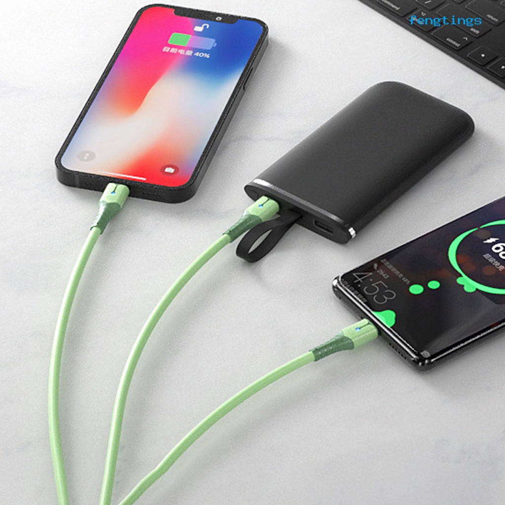 Dây cáp sạc nhanh USB Type-C 8-pin 3 trong 1 đa năng tiện dụng cho văn phòng