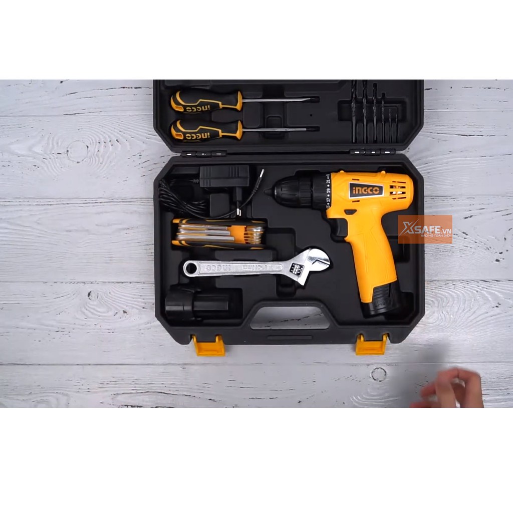 Bộ máy khoan pin và công cụ cầm tay INGCO HKTHP10761 gồm 76 món đa dạng, vali nhựa tiện lợi, tránh thất lạc