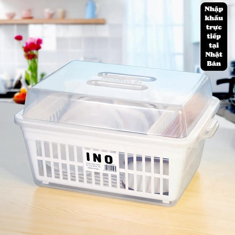 Rổ Úp Chén Bát Ăn Dặm Có Nắp Đậy Vệ Sinh - Inomata Nhật Bản