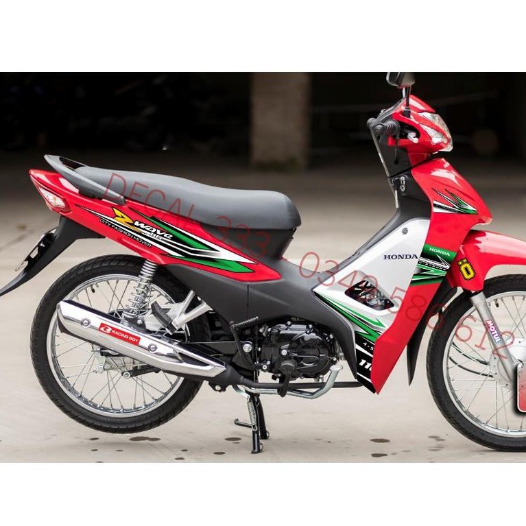 Tem Rời WAVE ALPHA 110 Mẫu Chữ S XANH LÁ TRẮNG 831236 (Tem 3 Lớp Chống Phai Màu)