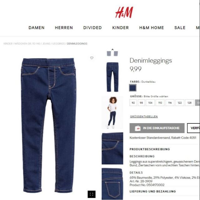 Quần legging HM bé gái