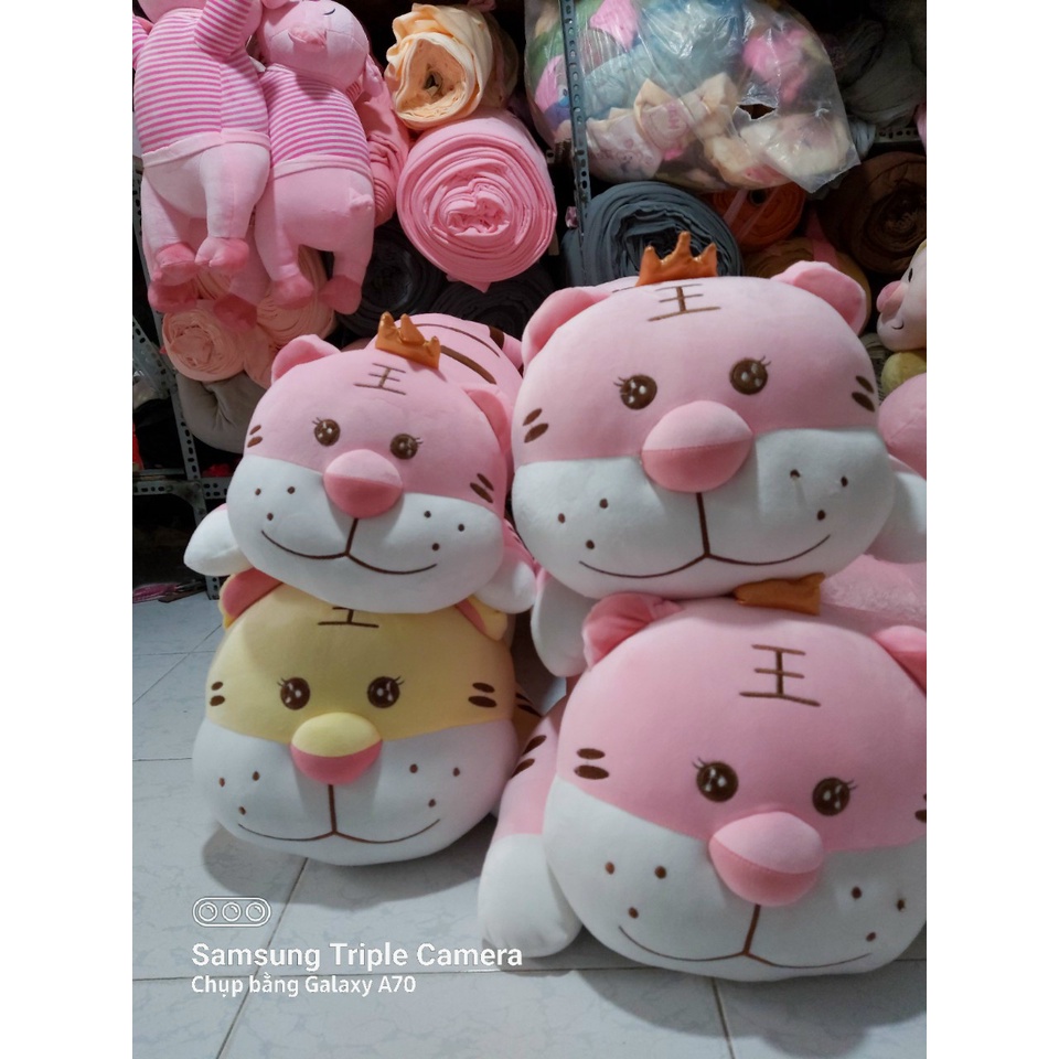 Gấu Bông Hổ Nằm Đội Vương Miện, Cọp Vàng Bông Cute Qùa Tặng Cao Cấp