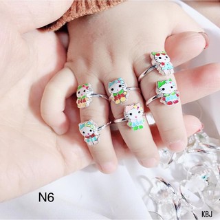nhẫn bạc cho bé - nhẫn mèo kitty bạc 925