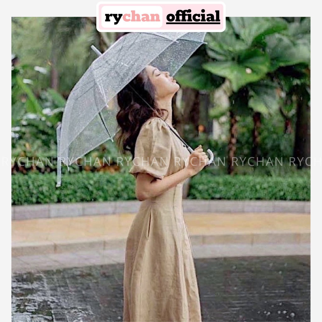 Đầm Midi Dáng Xoè Tay Bồng Phối Viền Đẹp Xuất Sắc [Ảnh Thật Cuối] Đi Tiệc Đi Làm Dài Qua Gối Màu Vàng Nude Be - DX777